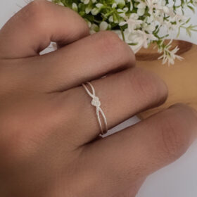 Anel Aro Duplo Coração Prata 925