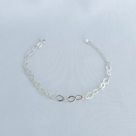 Pulseira Infinito Banho de Prata-19cm