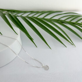 Colar Pingente Coração Zircônia Banho de Prata-45cm