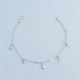 Pulseira Mini Pedrinhas e Medalhinhas Prata 925-17cm