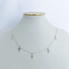 Colar Pingentes Cruzinhas Prata 925-40cm