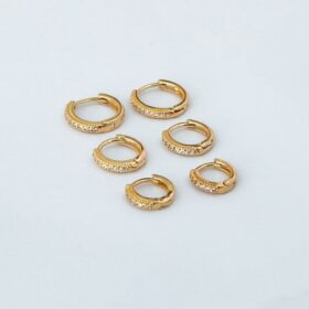 Argola Fina Trio Zircônia