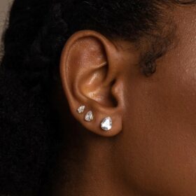 Brinco Trio Zircônia Gota Dourado