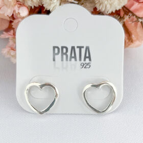 Brinco Coração Vazado Prata 925-10x10mm