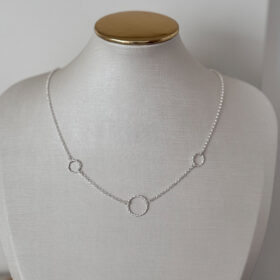 Colar 3 Círculos Torcidos Vazados Prata 950-45cm