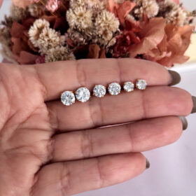 Brinco Trio Zircônia Redondo Dourado