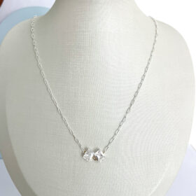 Colar Cartier 2 Zircônias Banho de Prata-45cm