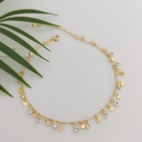 Tornozeleira Minis Cristais e Corações-25cm