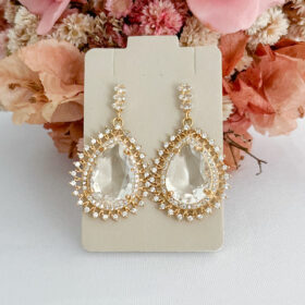 Brinco Luxo Zircônias e Cristal-2,5 x 4cm