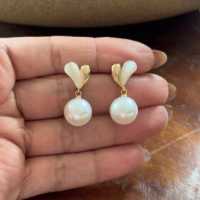 Brinco Coração  Madrepérola e Pérola-2,5cm