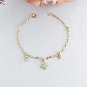 Pulseira Infantil Cristal e Trevo-15cm