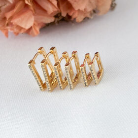 Trio Argola Click Retangular Zircônia