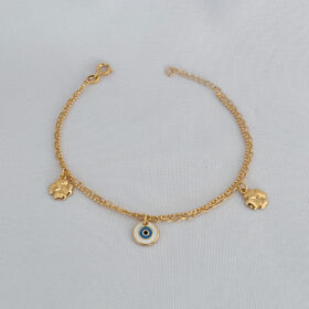 Pulseira Dupla Olho Grego e Trevo