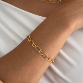 Pulseira Elos e Corações Vazados-21cm