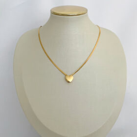 Colar Laminado Pingente Coração Liso-45cm