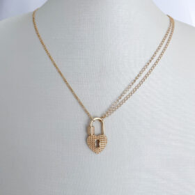 Colar Pingente Coração Cadeado-42cm