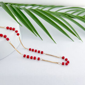 Colar Miçangas Vermelhas