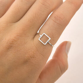 Anel Quadrado Prata 925