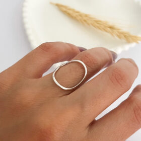 Anel Banho de Prata Vazado-16