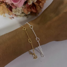 Pulseira Corações Vazados-21cm