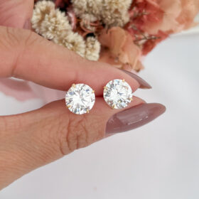 Brinco Pedra Zircônia redonda-10x10mm