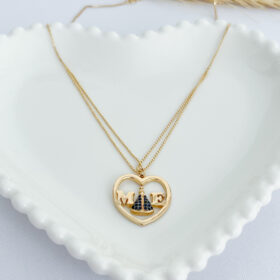 Colar Coração Mãe Letra A Nossa Senhora-45cm