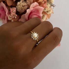 Anel Flor Zircônia Pérola-20