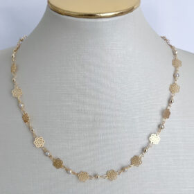 Choker Florzinha e Pérolas-40cm