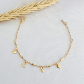 Pulseira Infantil Coração Estrela e Lua-16cm