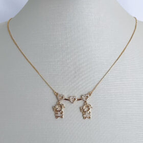 Colar Canga 2 Meninas Coração Zircônia-50cm