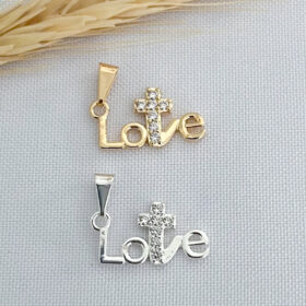 Pingente Love Cruz Zircônia-2cm