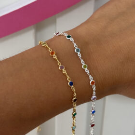 Pulseira Infantil Pedrinhas Coloridas-15cm