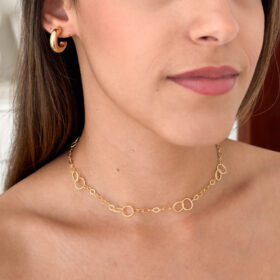 Choker Elos e Círculos duplos-40cm