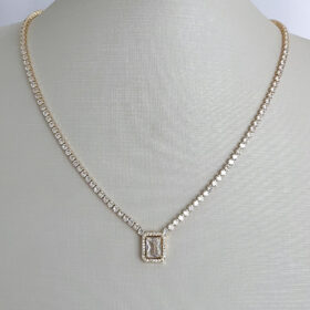 Colar Riviera Luxo Zircônia Pedra 10x15mm-42cm